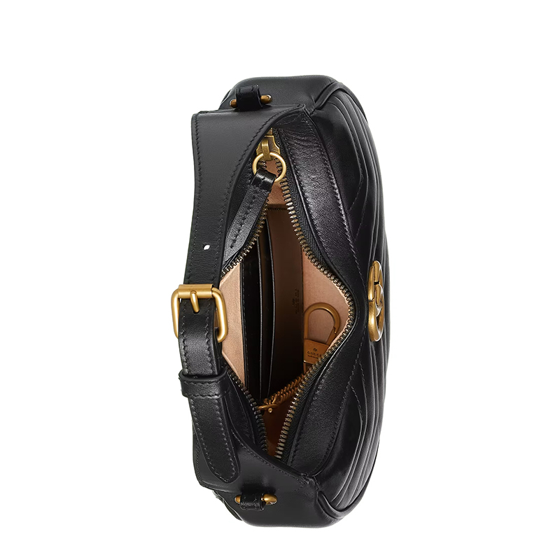 商品Gucci|GUCCI/古驰 22春夏新款Marmont系列 女士黑色绗缝皮革金扣金链单肩斜挎手提链条包699514DTDHT1000,价格¥10537,第7张图片详细描述