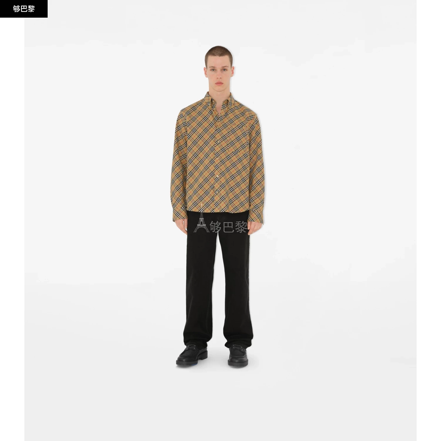 商品Burberry|【预售】 巴宝莉 24秋冬 男士 长袖衬衫 休闲版型格纹棉质衬衫 81040721,价格¥5403,第4张图片详细描述