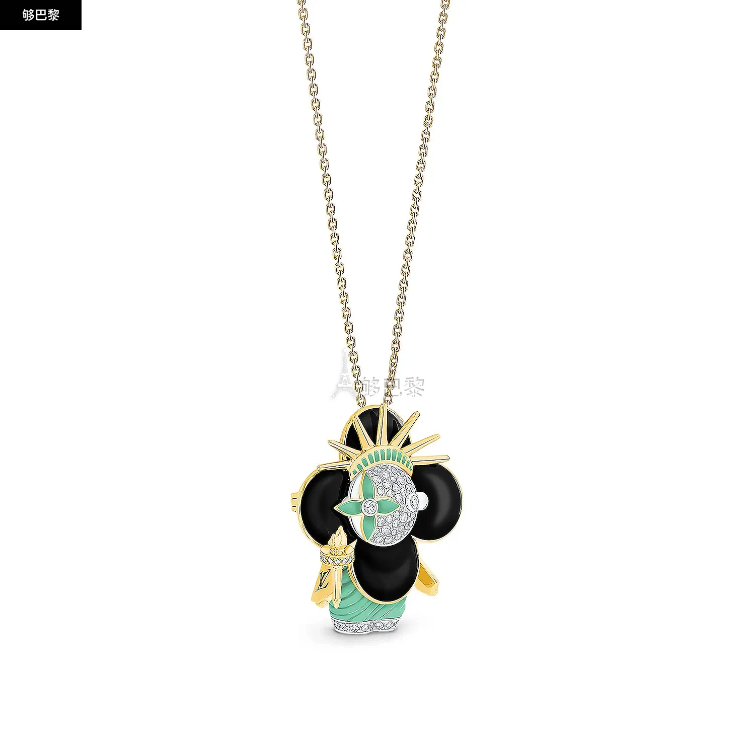 商品Louis Vuitton|【预售】 LV路易威登 25春夏 女士 吊坠 VIVIENNE STATUE OF LIBERTY 18K 金漆光钻石项链 Q93904 ,价格¥365144,第6张图片详细描述