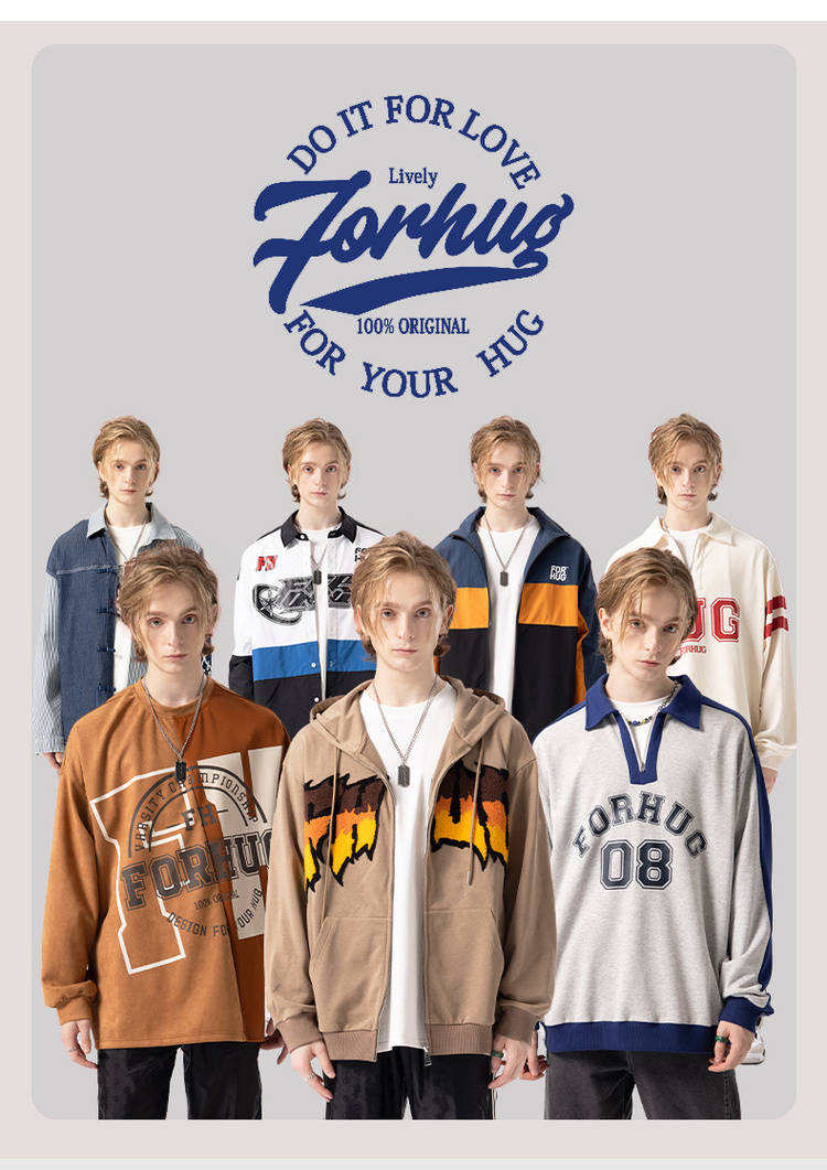 商品[国内直发] FORHUG|FORHUG 男女同款拼接字母宽松拼色运动棒球服棉服 黑色 FHB21439174,价格¥242,第1张图片详细描述