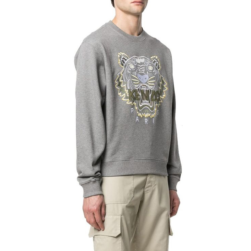 商品Kenzo|KENZO 男士灰色虎头圆领卫衣 FB55SW1104XA-95,价格¥1234,第6张图片详细描述