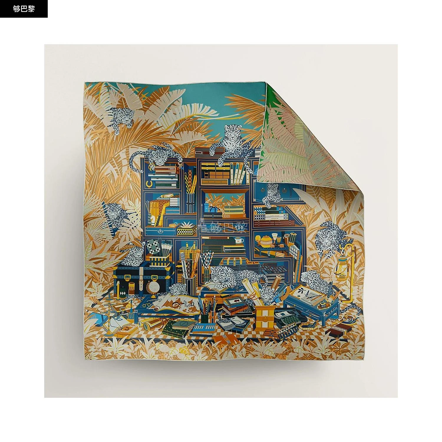 商品Hermes|【预售】 爱马仕 24秋冬 女士 围巾 Carré 90 double face Les Douze Léopards H904042S 03,价格¥6874,第2张图片详细描述