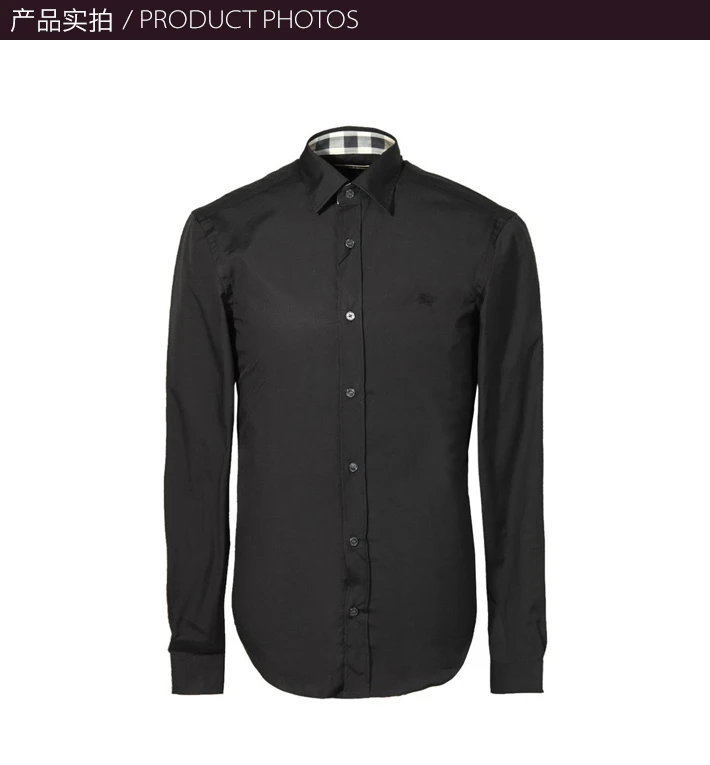 商品Burberry|Burberry 博柏利 男士黑色翻领长袖衬衫 3773813,价格¥840,第13张图片详细描述