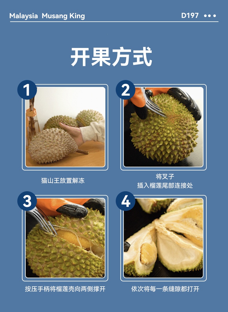 商品[国内直发] Dr.Surprise|市舶士马来西亚彭亨州猫山王 新鲜水果液氮冷冻保鲜带壳榴莲D197整个【非次日达】,价格¥9423,第14张图片详细描述