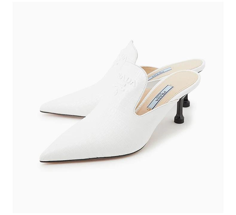 商品Prada|PRADA 白色女士包脚高跟拖鞋 1S538L-1V3-F0009,价格¥3271,第6张图片详细描述