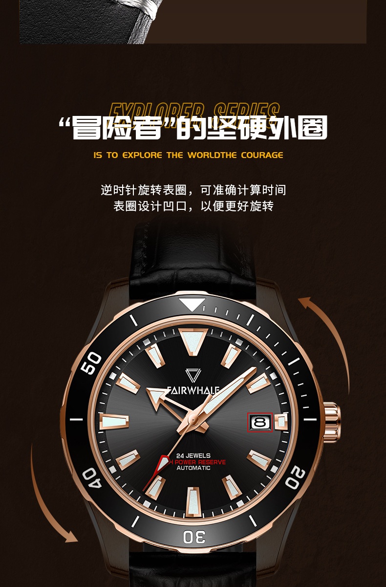 商品[国内直发] Mark Fairwhale|马克华菲新款男士户外登山表 高端防水夜光机械腕表手表,价格¥694,第6张图片详细描述
