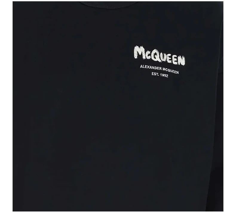 商品Alexander McQueen|ALEXANDER MCQUEEN 男士黑色徽标印花棉质卫衣 671947-QSX56-4100,价格¥2174,第7张图片详细描述