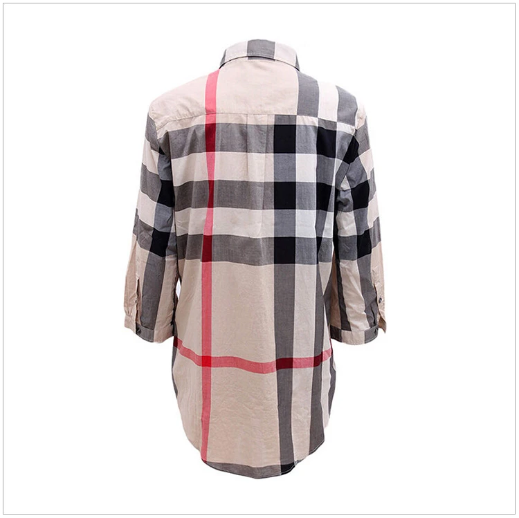 商品[国内直发] Burberry|Burberry 博柏利 格纹拼色棉质宽松式衬衫 3789006,价格¥2588,第18张图片详细描述