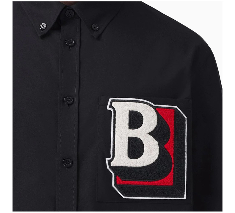 商品[国内直发] Burberry|BURBERRY 男士黑色棉质长袖衬衫 8048118,价格¥3520,第7张图片详细描述