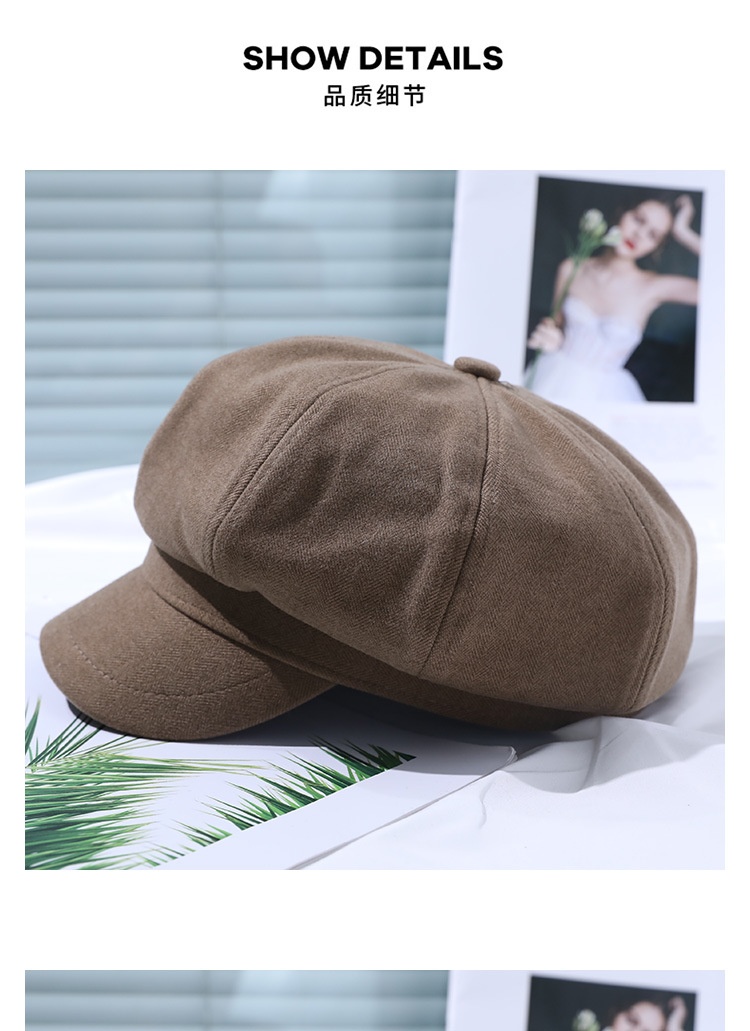 商品[国内直发] GLENVINTEN|贝雷帽女秋冬时尚保暖冬季帽子纯色八角帽百搭鸭舌帽,价格¥132,第14张图片详细描述