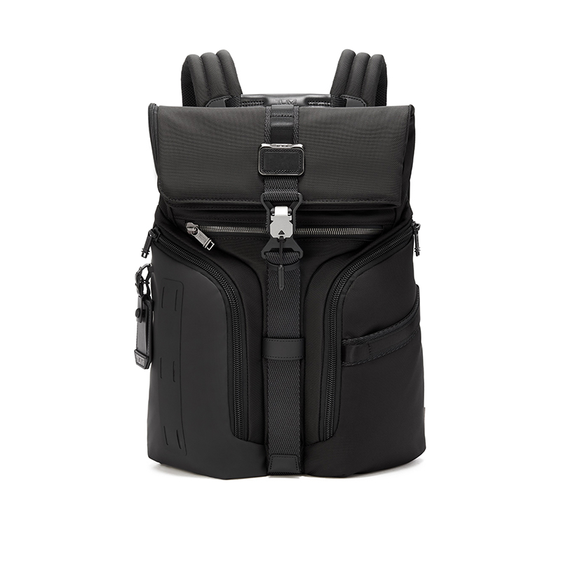 商品Tumi|TUMI途明 ALPHA BRAVO系列 男女同款黑色尼龙翻盖背包,价格¥2721,第2张图片详细描述