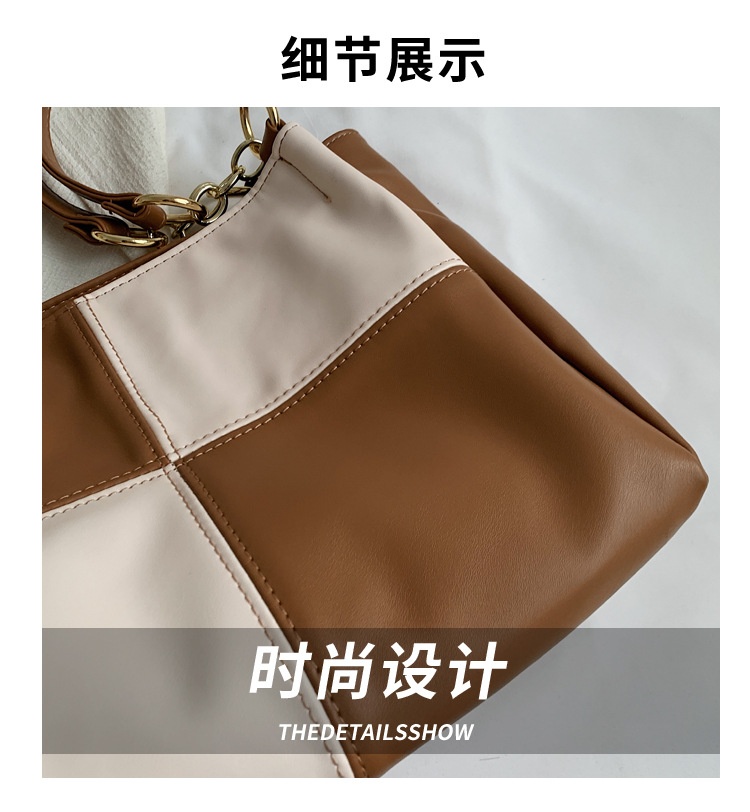 商品[国内直发] GLENVINTEN|格岚云顿大容量拼色包包秋季新款流行百搭通勤包单肩包时尚百搭托特包,价格¥185,第2张图片详细描述