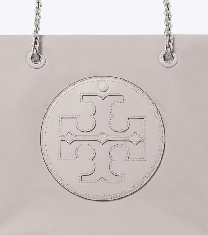 商品Tory Burch|汤丽柏琦Ella Logo徽标织物拼人造革托特包Tote包购物袋单肩手提包中号女款灰色黑色（香港仓发货）,价格¥2067,第10张图片详细描述