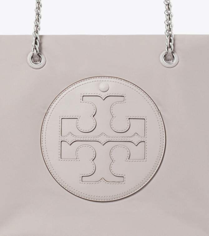 商品Tory Burch|汤丽柏琦Ella Logo徽标织物拼人造革托特包Tote包购物袋单肩手提包中号女款灰色黑色（香港仓发货）,价格¥2084,第10张图片详细描述