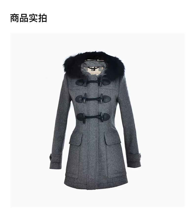 商品[国内直发] Burberry|BURBERRY 灰色女士大衣 3873757,价格¥9811,第3张图片详细描述