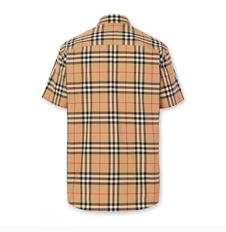 商品Burberry|BURBERRY 男士驼色棉质斑马装饰格纹衬衫短袖 8032249,价格¥2629,第9张图片详细描述