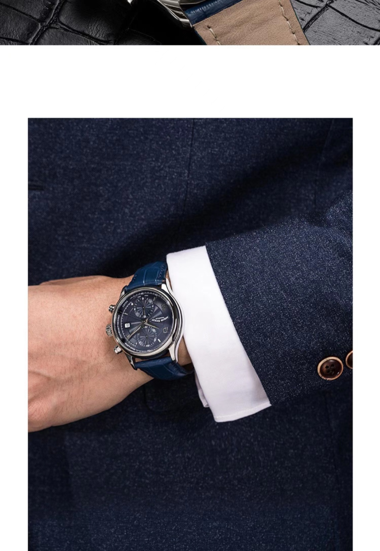 商品[国内直发] Armand Nicolet|艾美达Armand M02-4系列日期计时A844AAA-BU-P840BU2自动机械男表,价格¥20029,第6张图片详细描述