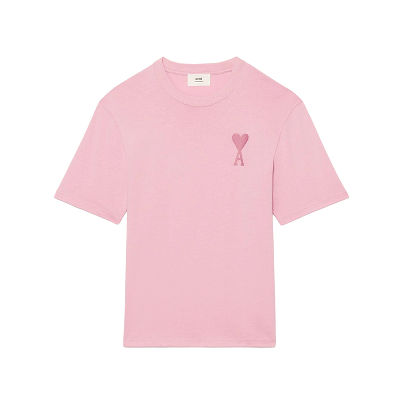 商品AMI|Ami 22年春夏新款 男女同款浅粉色纯有机棉胸前Logo刺绣爱心T恤,价格¥1279,第2张图片详细描述