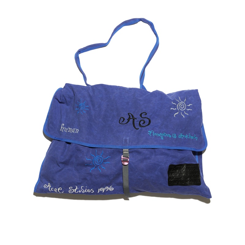 商品Acne Studios|23新款女士蓝色/电光蓝蜡涂层棉质斜挎包,价格¥3411,第2张图片详细描述