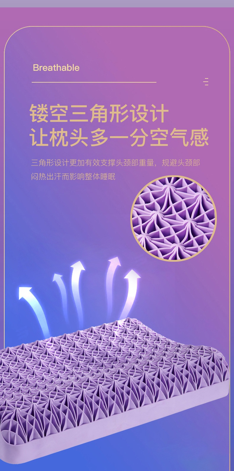 商品[国内直发] GLENVINTEN|格岚云顿日本黑科技TPE科技动态无压枕头果胶枕成人透气可拆洗送礼盒枕套,价格¥261,第11张图片详细描述