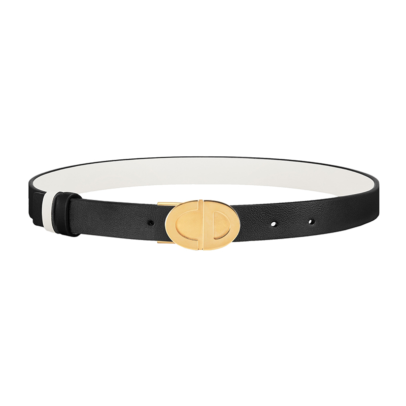 商品Dior|迪奥23新款 女士黑色白色牛皮金CD扣双面腰带22mm,价格¥5451,第2张图片详细描述