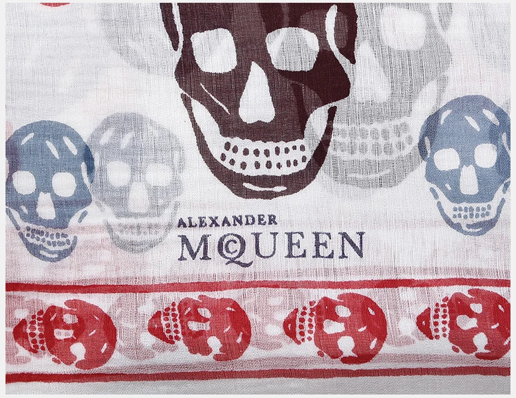 商品[国内直发] Alexander McQueen|Alexander McQueen 亚历山大·麦昆 男士多色骷髅头印花围巾 411658-4Q010-9074,价格¥1197,第22张图片详细描述