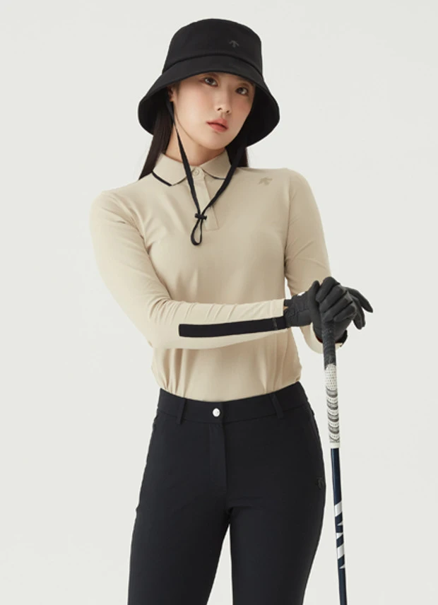 商品【预售商品15天发货】 DESCENTE|高球系列女性基础款翻领短袖T恤简约百搭 DO32WFTL91-BEGG,价格¥1025,第14张图片详细描述