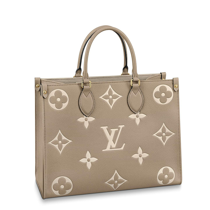 商品Louis Vuitton|预售十天 Louis Vuitton/路易威登 经典款ONTHEGO系列 女士中号大象灰/奶白色双色老花压纹粒面皮革单肩手提托特包M45494,价格¥24220,第2张图片详细描述