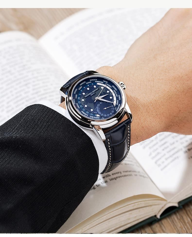 商品[国内直发] Frederique Constant|【世界时间】康斯登自家机芯系列自动机械背透男表FC-718NWM4H6,价格¥27739,第6张图片详细描述