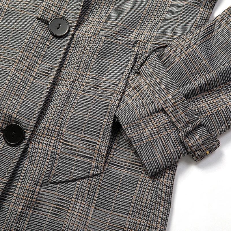 商品Sandro|SANDRO 女士格纹聚酯纤维风衣 R130071P-HOUNDSTOOTH,价格¥896,第9张图片详细描述