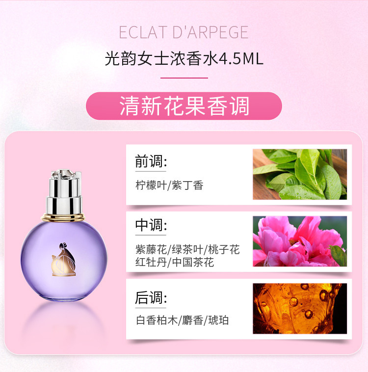 商品[国内直发] Lanvin|浪凡香水组合（花火浓香水4.5ml+光韵浓香水4.5ml+珍浪凡女士浓香水4.5ml+摩登公主浓香水4.5ml+邂逅卡普里淡香水4.5ml）,价格¥229,第6张图片详细描述