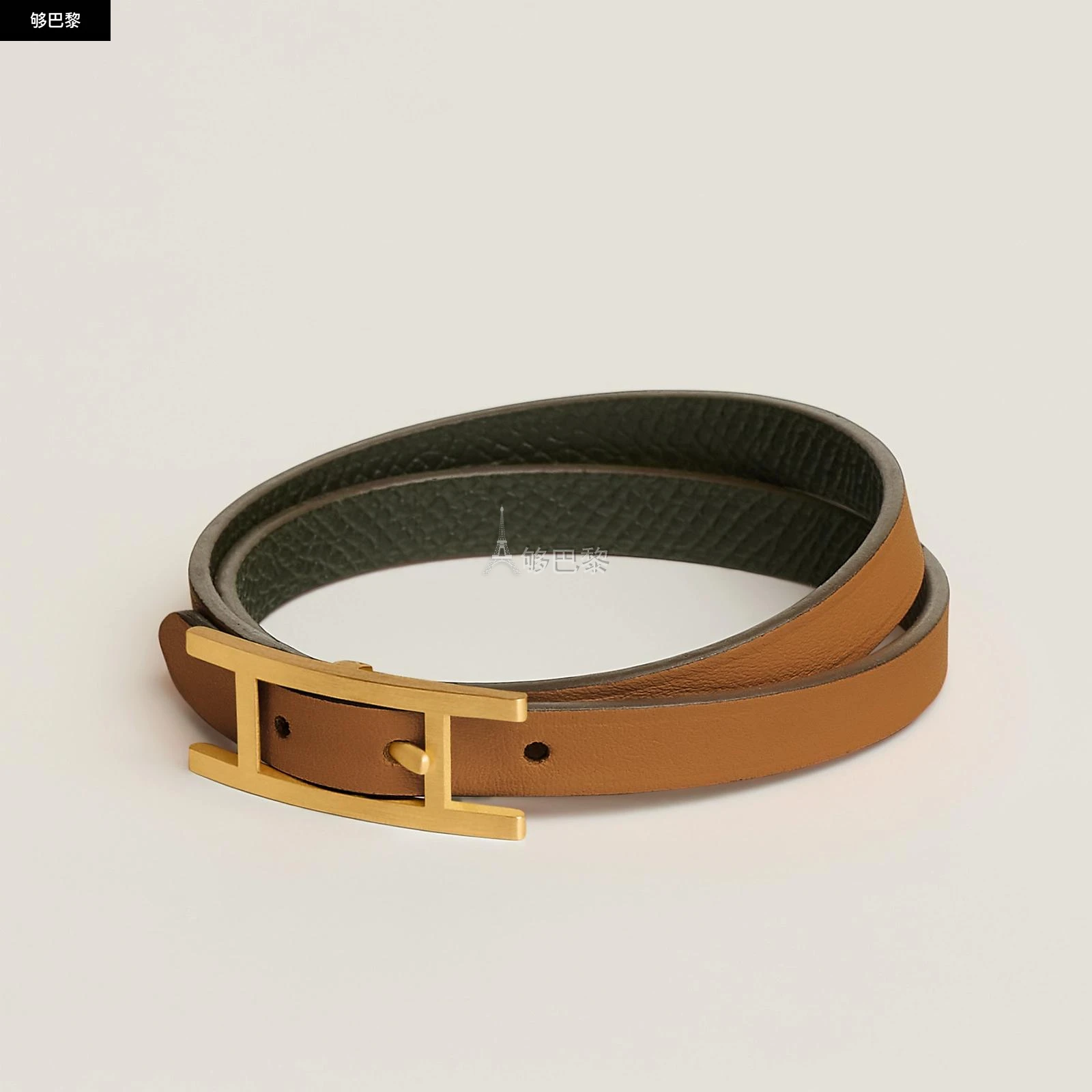 商品Hermes|【预售】 爱马仕 24秋冬 男士 手镯 Bracelet Behapi Double Tour H064684CMBQT5,价格¥3609,第3张图片详细描述