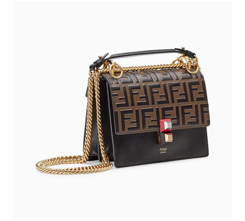 商品[国内直发] Fendi|Fendi 芬迪 女士黑褐色拼接斜挎包 8M0381-A5TY-F13WB,价格¥10601,第3张图片详细描述