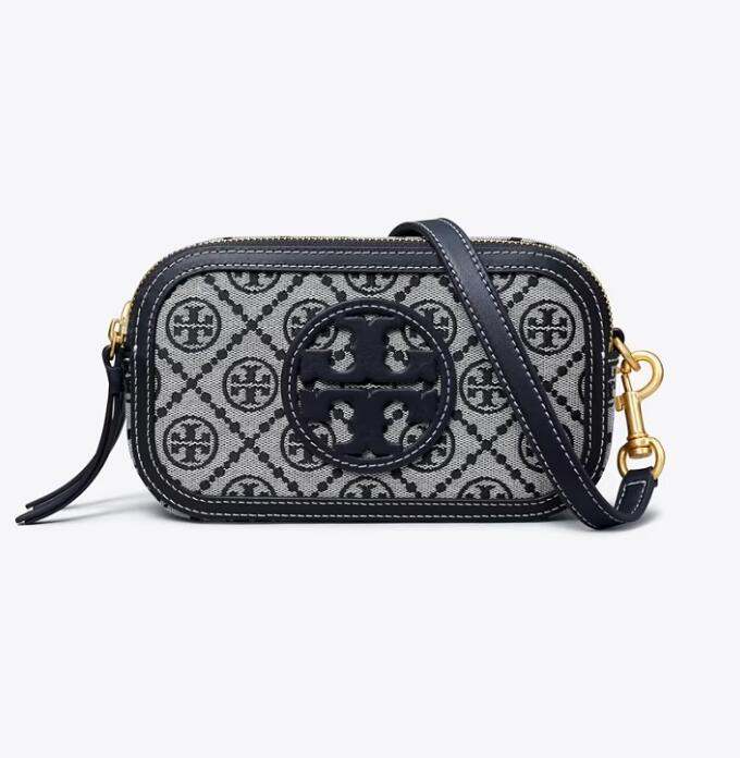 商品[国内直发] Tory Burch|汤丽柏琦TORY BURCH 女士深蓝色织物配皮单肩斜挎包相机包152304-405,价格¥1477,第2张图片详细描述