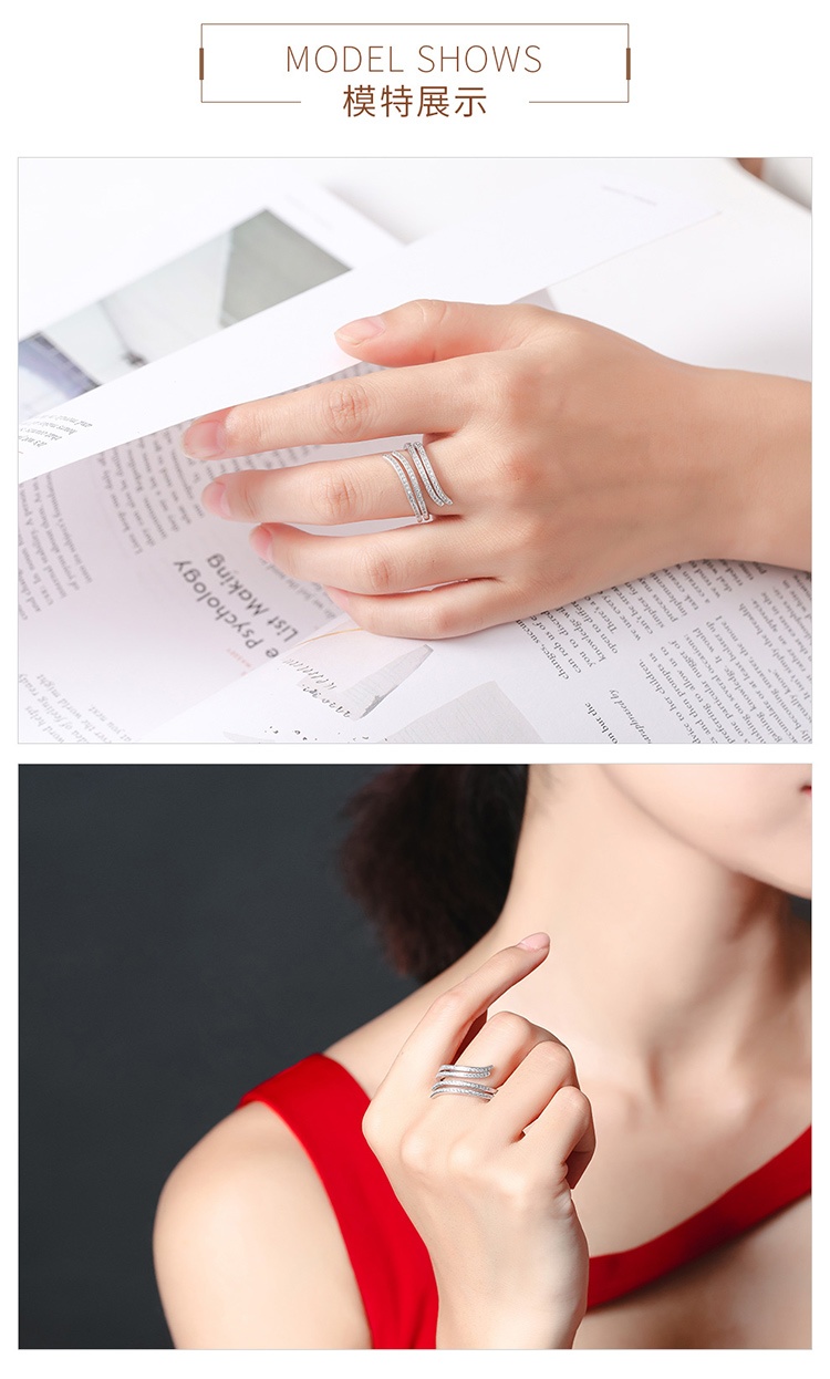 商品[国内直发] MYFD|【美国】MY FASHION DESIGN 银戒指女S925银镶嵌锆石相知相守银戒指,价格¥89,第4张图片详细描述