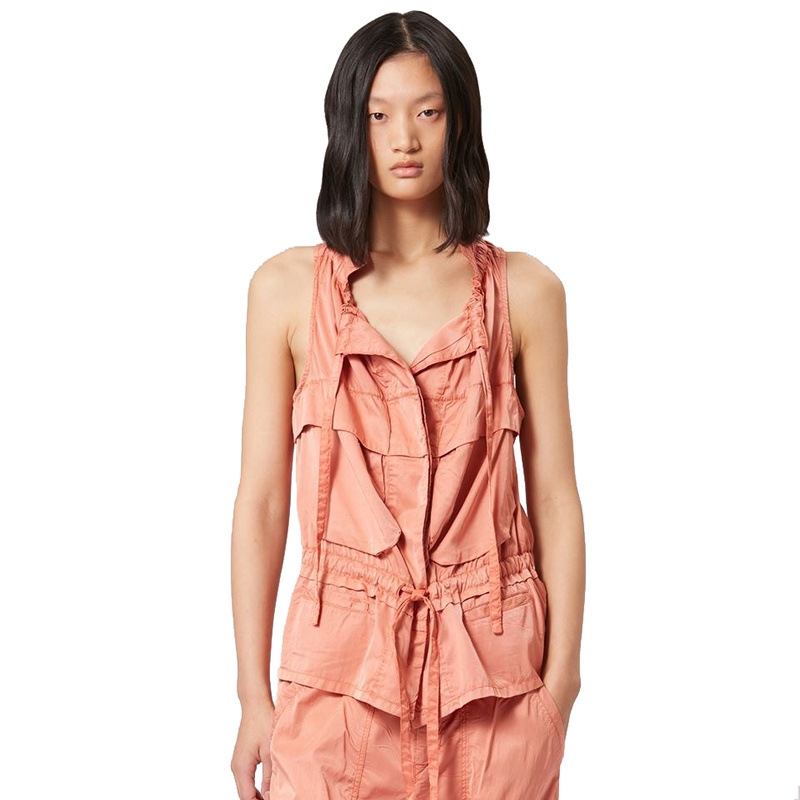 商品Isabel Marant|ISABEL MARANT 女士粉色粘胶纤维/棉无袖夹克,价格¥4840,第3张图片详细描述