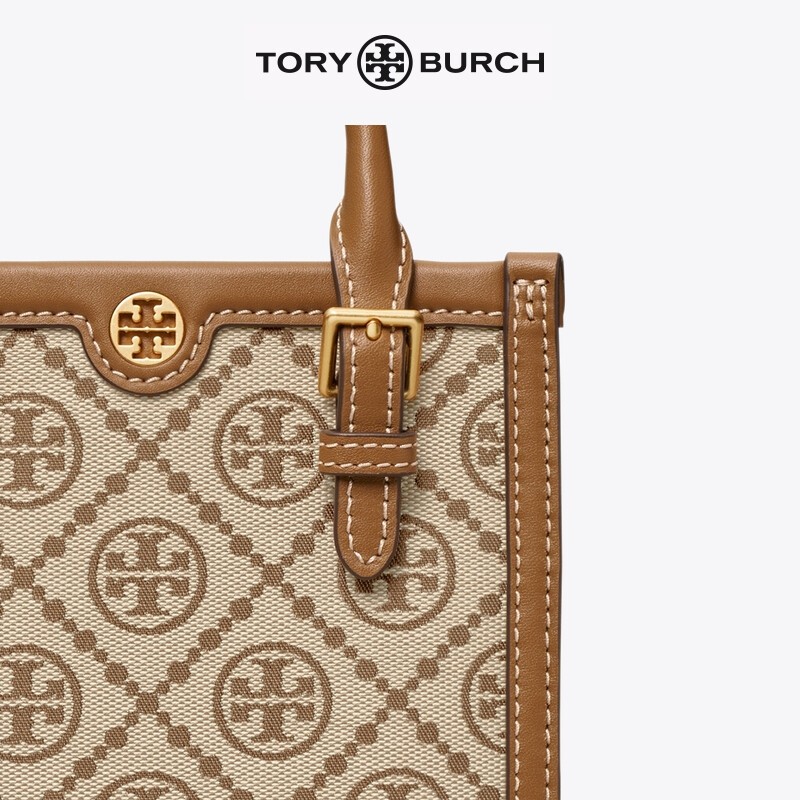 商品[国内直发] 【春节不打烊，国内现货速发】 Tory Burch|汤丽柏琦TB女包 T MONOGRAM女士迷你提花手提单肩托特包琴谱包明星同款87146 405,价格¥2829,第8张图片详细描述