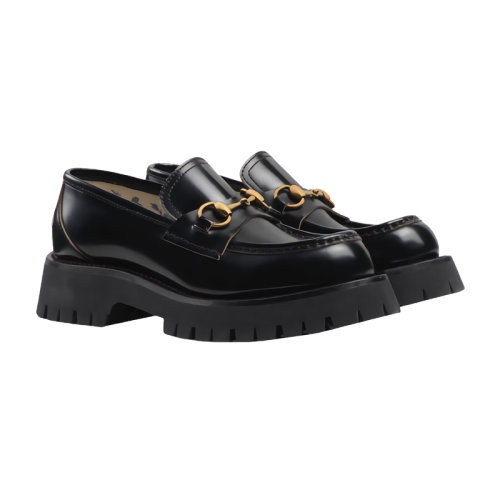 商品Gucci|【包税】GUCCI/古驰 新款女士黑色皮革马衔扣和缺角鞋底金色蜜蜂乐福鞋577236DS8001000,价格¥7693,第3张图片详细描述