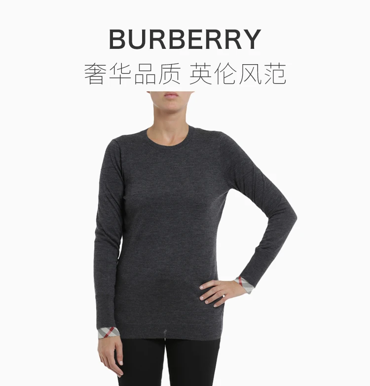 商品Burberry|BURBERRY 深灰色女士针织衫/毛衣 3959059,价格¥1837,第2张图片详细描述