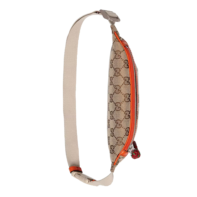 商品Gucci|GUCCI/古驰 The North Face联名系列 男士米色经典GG帆布橙色皮革细节斜跨腰包650299GY5UN8895,价格¥6605,第2张图片详细描述