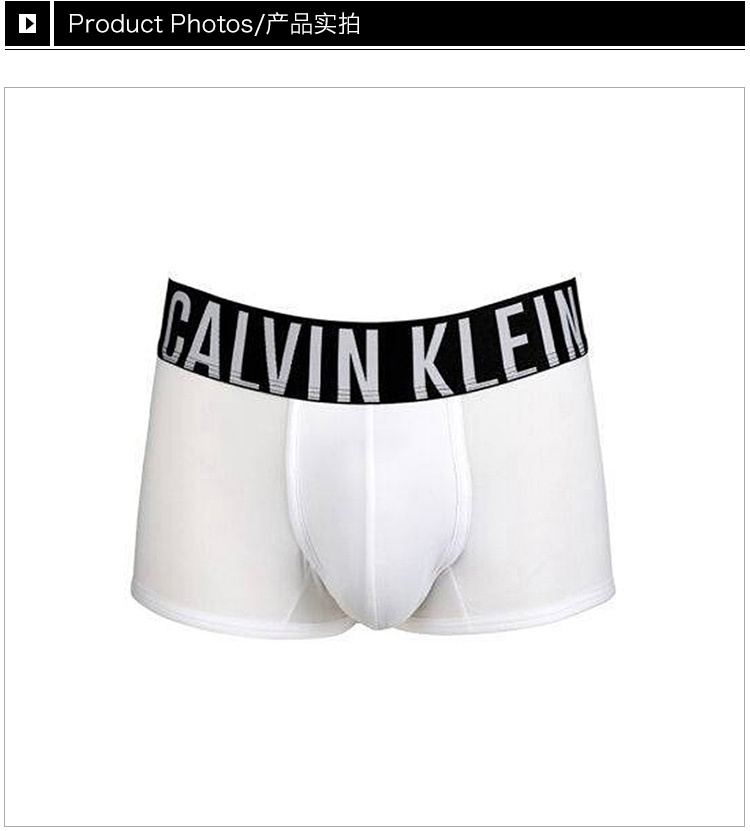 商品[国内直发] Calvin Klein|Calvin Klein 卡尔文 克莱恩 白色棉男士大码中腰平角内裤 NB1047-100,价格¥311,第3张图片详细描述