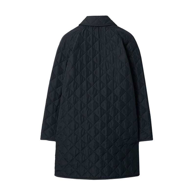 商品Burberry|BURBERRY博柏利 女士海军黑聚酯制Logo标贴翻领双排扣棉服,价格¥2994,第3张图片详细描述