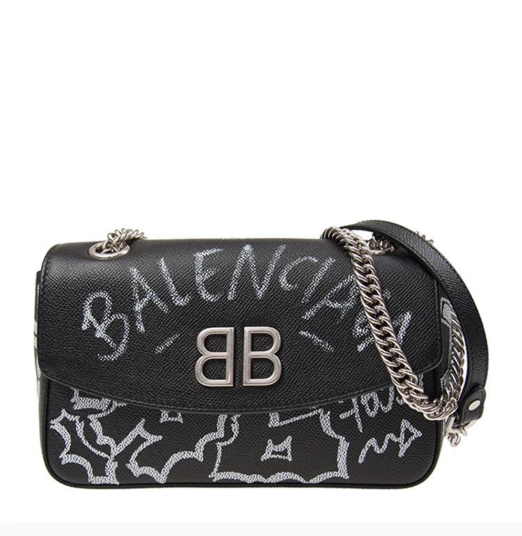 商品[国内直发] Balenciaga|Balenciaga 巴黎世家 女士黑色涂鸦印花单肩挎包 516919-0OTAN-1090,价格¥11162,第5张图片详细描述