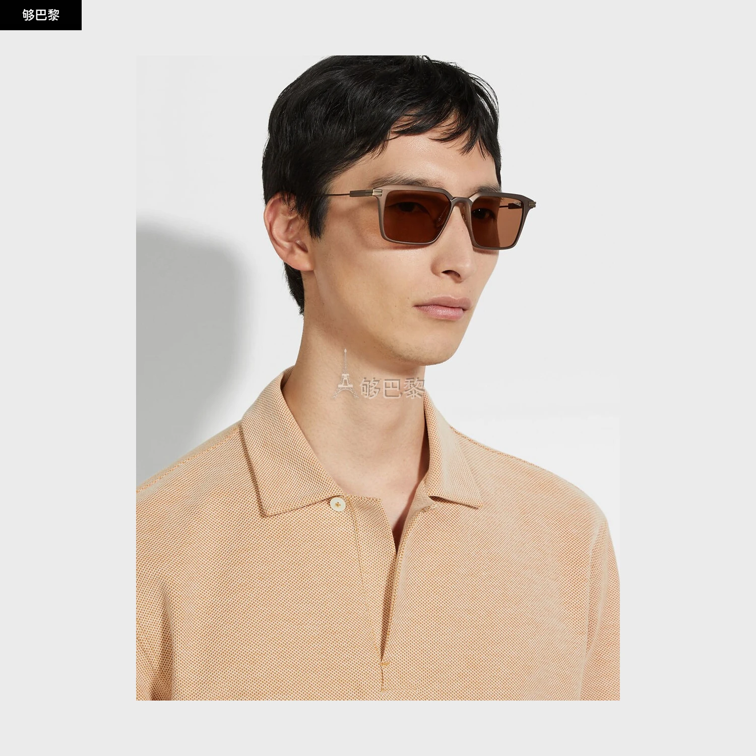 商品Zegna|【预售】 杰尼亚 25春夏 男士 太阳眼镜 Dark Brown Aluminum and Metal Sunglasses EZ0273H-5537E,价格¥5002,第6张图片详细描述