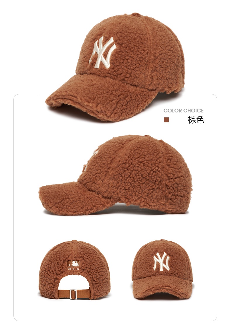 商品[国内直发] MLB|【官方防伪验证 国内发】MLB 纽约洋基队韩饱饱 冬季新款羊羔绒刺绣标棒球帽 棕色标 3ACPFDI,价格¥173,第13张图片详细描述