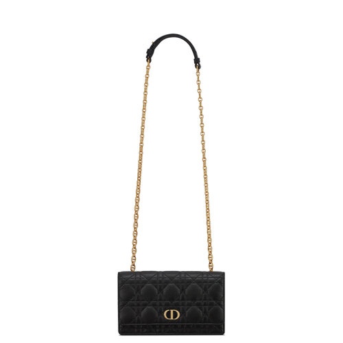 商品Dior|【包税】预售 DIOR/迪奥 2021秋冬新款 CARO系列 女士黑色藤格纹小牛皮翻盖CD徽标链条手拿包S5091UWHC_M900,价格¥11269,第3张图片详细描述