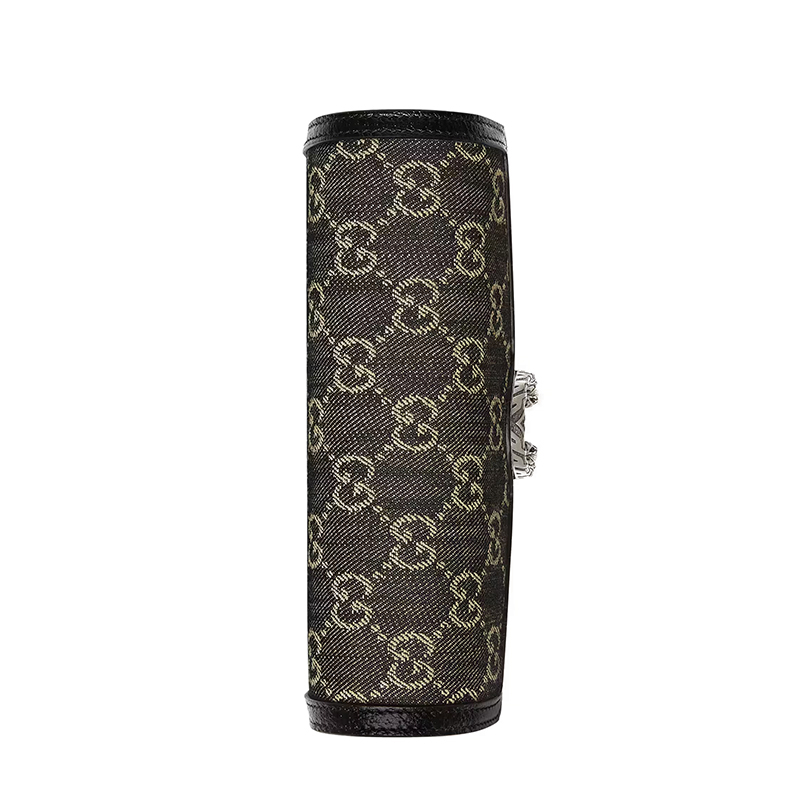 商品Gucci|【现货】古驰 22春夏新款Dionysus系列 女士迷你黑色/象牙白色老花帆布黑色皮革滚边黑扣单肩斜跨链条酒神包‎,价格¥8422,第4张图片详细描述