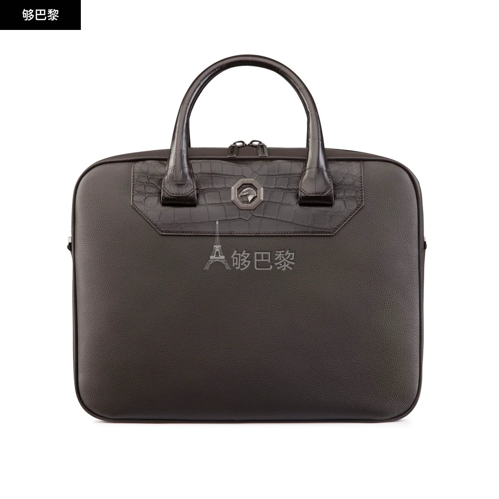 商品Stefano Ricci|【预售】 史蒂芬 25春夏 男士 公文包 Calfskin and matted crocodile business bag ND225R5TU-MRCS.M019 ,价格¥56338,第2张图片详细描述