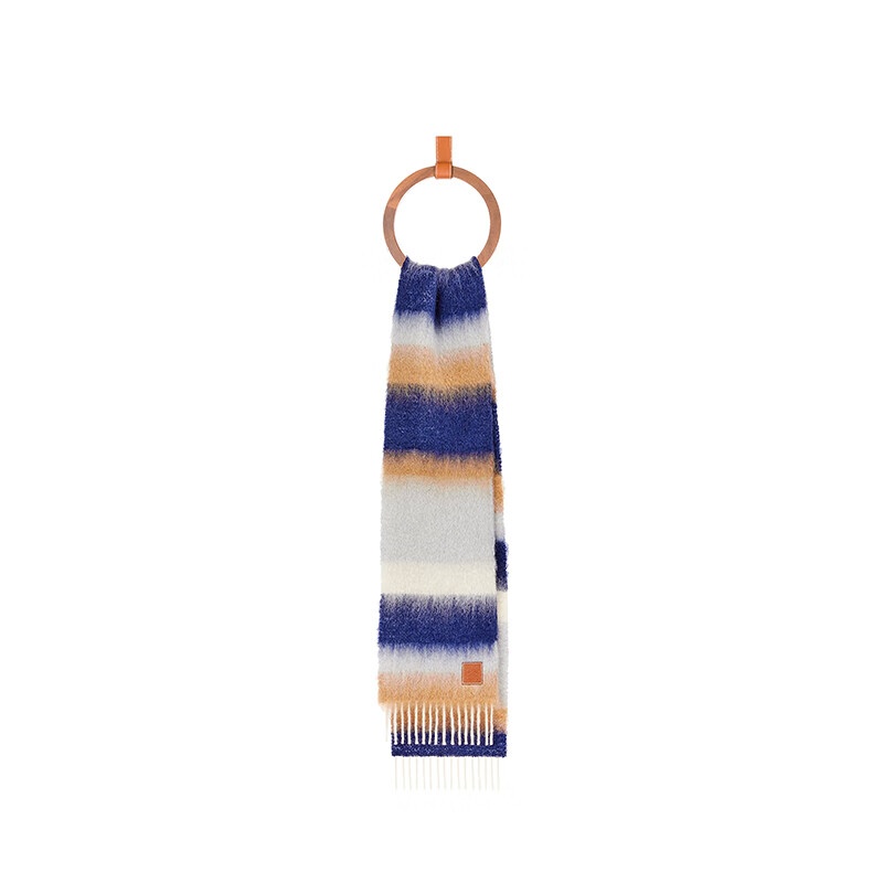 商品Loewe|男女同款多色羊毛末端流苏条纹围巾,价格¥2436,第3张图片详细描述