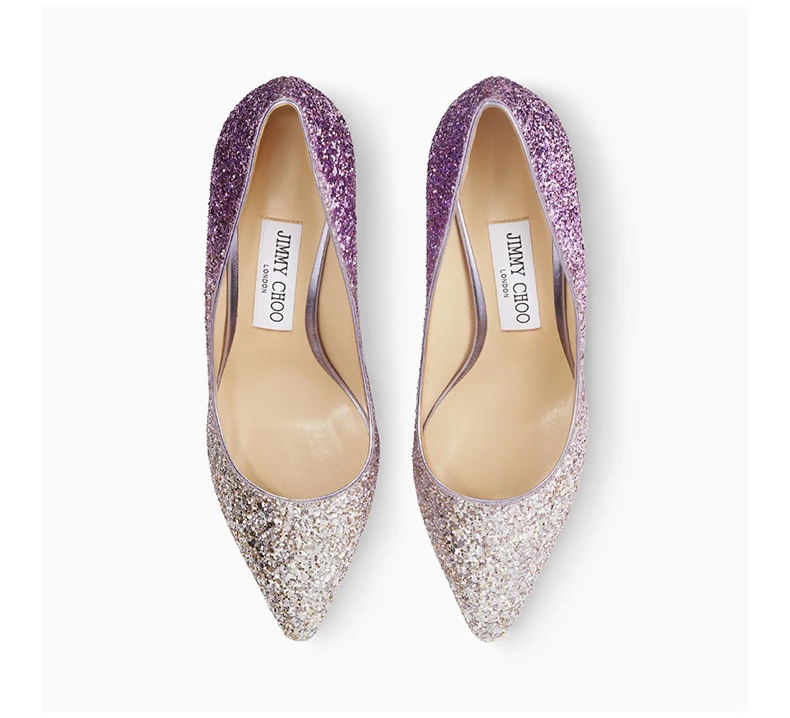 商品Jimmy Choo|JIMMY CHOO 女士粉色耀眼渐变色亮片高跟鞋 ROMY85-VXB-CHAMPAGNE-PINK-VIOLET,价格¥2518,第6张图片详细描述